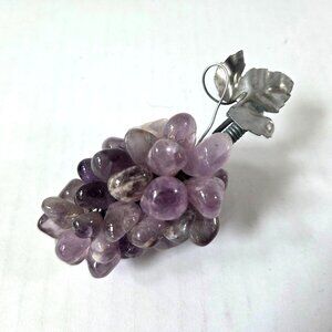 Vtg Genuine Amethyst Polished Gemstone Grape Cluster Wine Vineyard Decor Gift